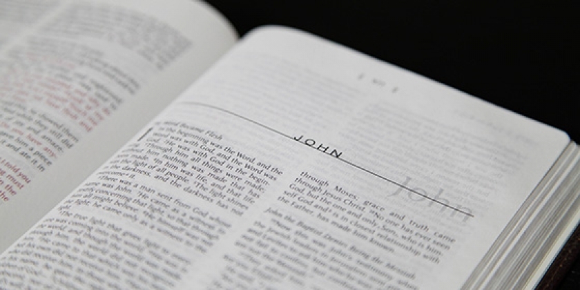 Bible open to the gospel of John
